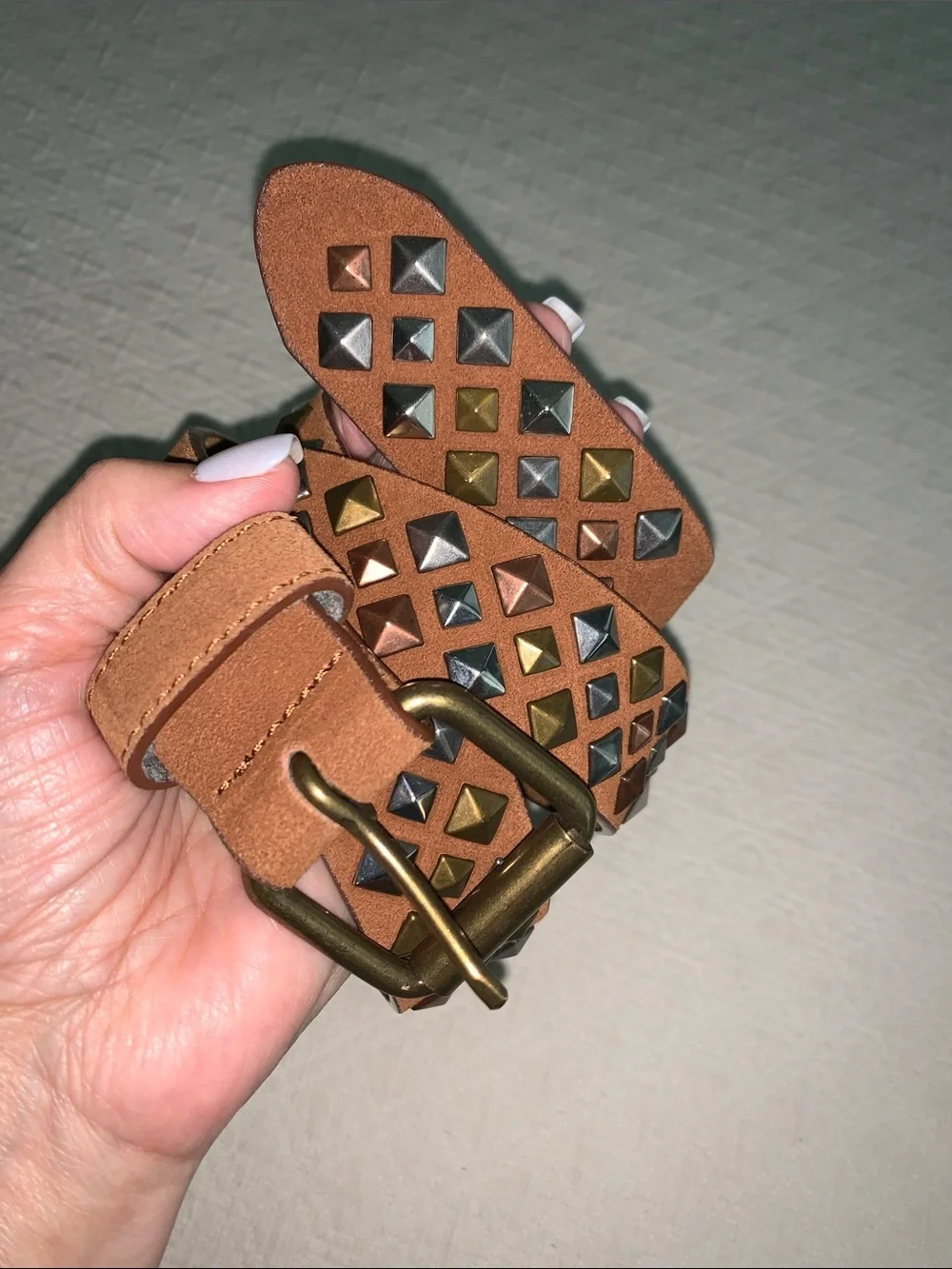Beautiful embellished leather belt 42 inches long